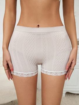 Pantalones Cortos De Seguridad Para Mujer Con Ribete De Encaje Sin Costuras