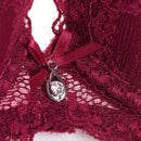Sujetador Sexy De Encaje Para Mujeres Con Lazo Y Decoracion De Brillantes, Diseno Levantado