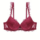 Sujetador Sexy De Encaje Para Mujeres Con Lazo Y Decoracion De Brillantes, Diseno Levantado
