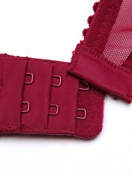 Sujetador Sexy De Encaje Para Mujeres Con Lazo Y Decoracion De Brillantes, Diseno Levantado