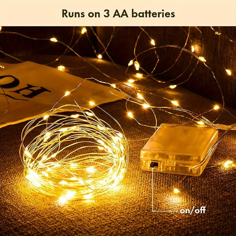 50-Luces De Hadas LED 5 M/16ft, Alimentadas Por 3 Pilas AA, Perfectas Para Navidad, Bodas, Fiestas, Vacaciones Familiares, Reuniones