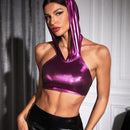 Glamour Chaleco Sin Mangas Con Capucha Y Espalda Descubierta Para Mujer