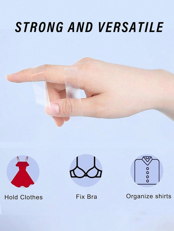 Cinta De Doble Cara De 100 Tiras Para Moda, Ropa, Cinta De Tela Para Ropa Y Cuerpo De Mujeres, Fuerza Durante Todo El Dia, Cinta Invisible Y Transparente Apta Para Todos Los Tipos De Piel