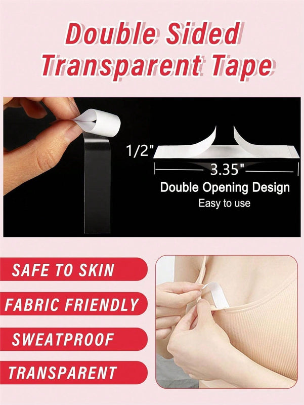 Cinta De Doble Cara De 100 Tiras Para Moda, Ropa, Cinta De Tela Para Ropa Y Cuerpo De Mujeres, Fuerza Durante Todo El Dia, Cinta Invisible Y Transparente Apta Para Todos Los Tipos De Piel