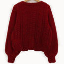 Moosta cardigan informal de manga de globo con nudo delantero de unicolor para otono/invierno