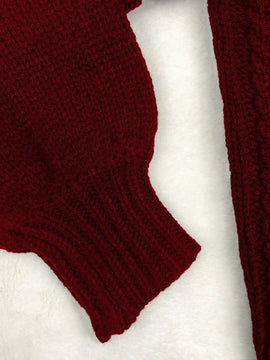 Moosta cardigan informal de manga de globo con nudo delantero de unicolor para otono/invierno
