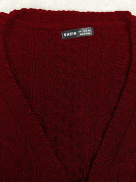 Moosta cardigan informal de manga de globo con nudo delantero de unicolor para otono/invierno