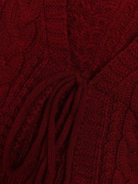 Moosta cardigan informal de manga de globo con nudo delantero de unicolor para otono/invierno