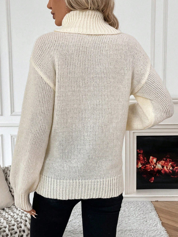 Essnce Jersey De Cuello Alto De Mujer De Punto De Color Solido