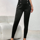 Pantalones Largos De Botonadura Doble Para Mujer