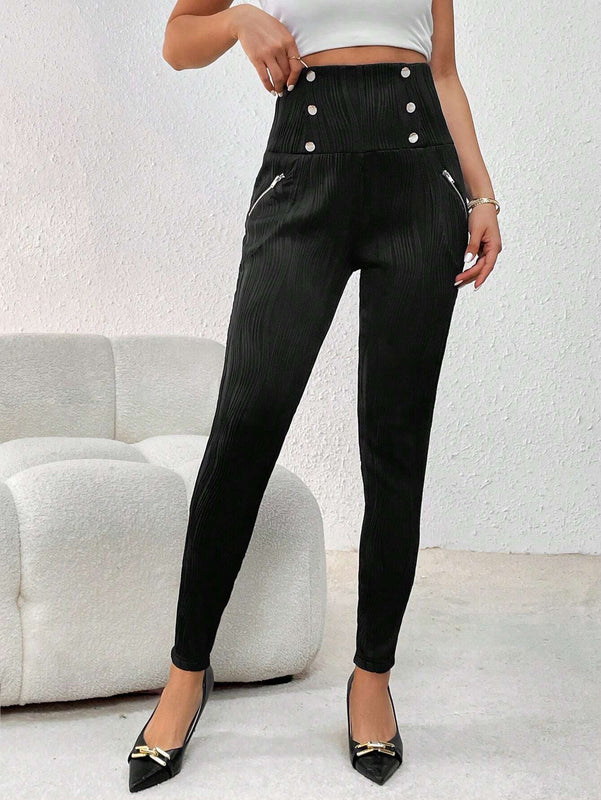 Prive Pantalones Largos De Botonadura Doble Para Mujer