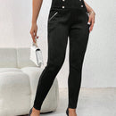 Pantalones Largos De Botonadura Doble Para Mujer