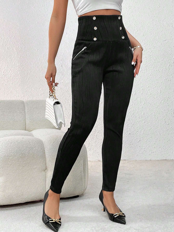 Prive Pantalones Largos De Botonadura Doble Para Mujer