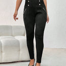 Pantalones Largos De Botonadura Doble Para Mujer