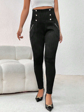 Prive Pantalones Largos De Botonadura Doble Para Mujer