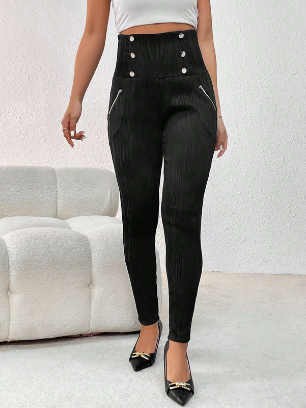 Prive Pantalones Largos De Botonadura Doble Para Mujer