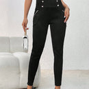 Pantalones Largos De Botonadura Doble Para Mujer