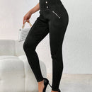 Pantalones Largos De Botonadura Doble Para Mujer