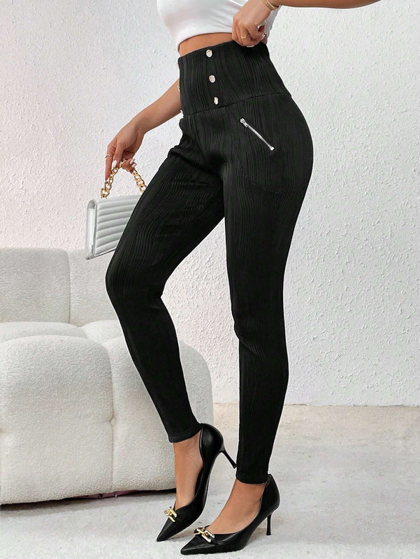 Prive Pantalones Largos De Botonadura Doble Para Mujer