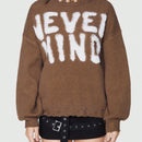 ROMWE Grunge Punk Sudadera Con Estampado De Palabra, Cuello Deshilachado, Hombros Caidos Y Diseno De Jersey