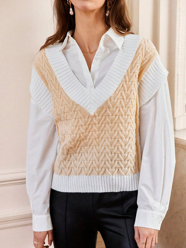Frenchy Chaleco De Sueter En V Para Mujer