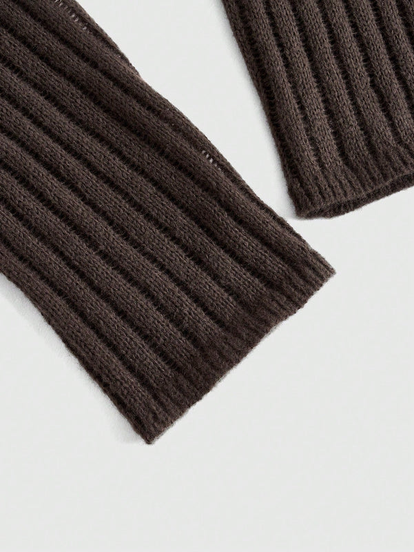ROMWE Sueter De Manga Larga Con Cuello Redondo