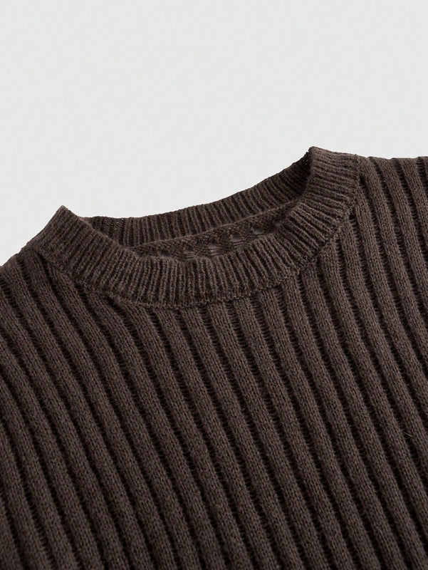 ROMWE Sueter De Manga Larga Con Cuello Redondo