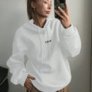 Dazy sudadera con capucha minimalista con estampado de letras para mujer, uso casual diario