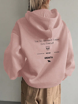 Dazy sudadera con capucha minimalista con estampado de letras para mujer, uso casual diario