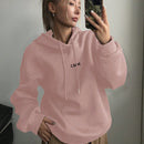 Dazy sudadera con capucha minimalista con estampado de letras para mujer, uso casual diario