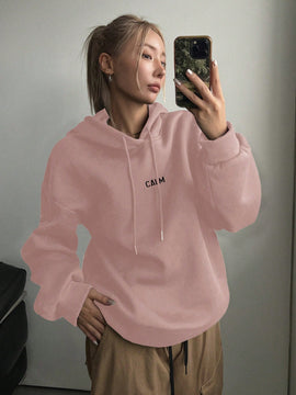 Dazy sudadera con capucha minimalista con estampado de letras para mujer, uso casual diario