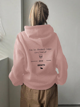 Dazy sudadera con capucha minimalista con estampado de letras para mujer, uso casual diario