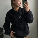 Dazy sudadera con capucha minimalista con estampado de letras para mujer, uso casual diario