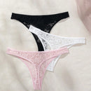 3 Piezas Lenceria De Tanga De Encaje unicolor