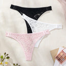 3 Piezas Lenceria De Tanga De Encaje unicolor