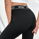 Leggings Con Estampado De Letras, Ajuste Ajustado