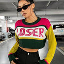 PETITE Jersey crop de hombros caidos mangas largas