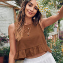 VCAY Blusa Sin Mangas Con Dobladillo Con Volantes Para Mujer
