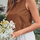 VCAY Blusa Sin Mangas Con Dobladillo Con Volantes Para Mujer