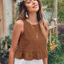 VCAY Blusa Sin Mangas Con Dobladillo Con Volantes Para Mujer