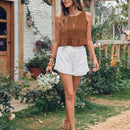 VCAY Blusa Sin Mangas Con Dobladillo Con Volantes Para Mujer