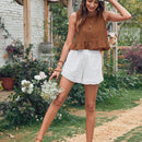 VCAY Blusa Sin Mangas Con Dobladillo Con Volantes Para Mujer