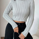 EZwear Sueter Corto De Cuello Alto Para Mujer