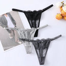 3 Piezas Lenceria Femenina De Tanga De Encaje Con Lazos De Patchwork