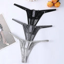 3 Piezas Lenceria Femenina De Tanga De Encaje Con Lazos De Patchwork