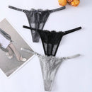 3 Piezas Lenceria Femenina De Tanga De Encaje Con Lazos De Patchwork