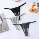 3 Piezas Lenceria Femenina De Tanga De Encaje Con Lazos De Patchwork