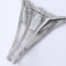 3 Piezas Lenceria Femenina De Tanga De Encaje Con Lazos De Patchwork