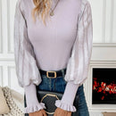 Essnce Jersey De Cuello Redondo Con Parches, Forro Transparente Con Punos Plisados