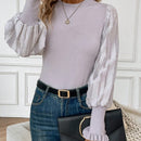 Essnce Jersey De Cuello Redondo Con Parches, Forro Transparente Con Punos Plisados